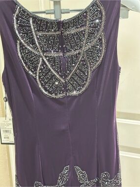 Adrianna Papell Purple Beaded Evening Dress